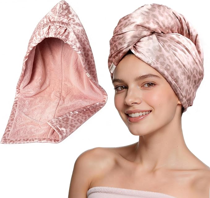 YANIBEST Satin Microfiber Hair Towel Wrap by yanibest