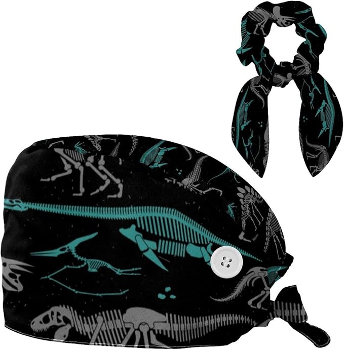 Scrub Cap with Hair Scrunchy, Ponytail Holder Surgical Cap by FVQL