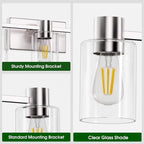 5-Light Modern Vanity Light Fixtures Over Mirror, Brushed Nickel Bathroom Light - Image 3