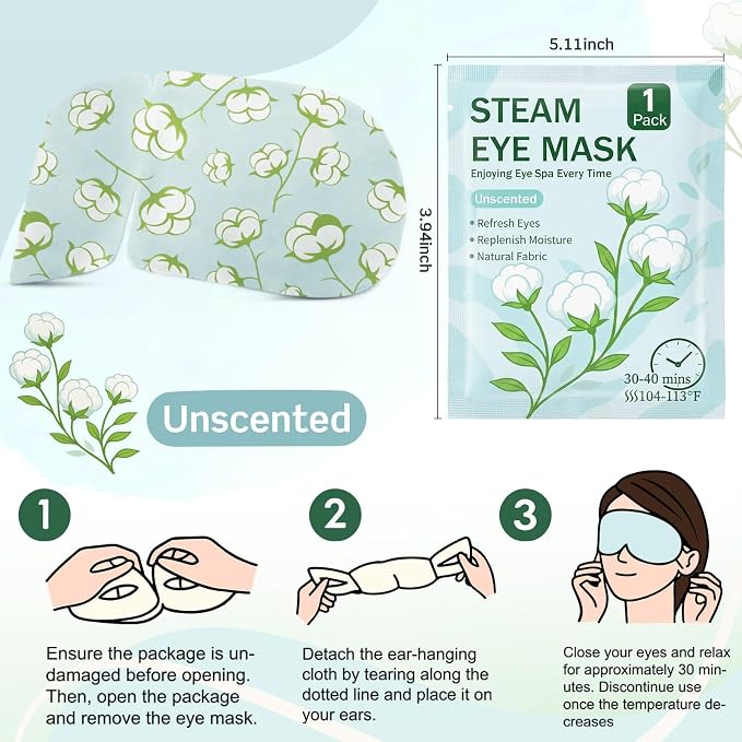 100 Pcs Steam Eye Masks for Dry Eyes Unscented Self Heated Steam Warm Eye Mask - Image 3
