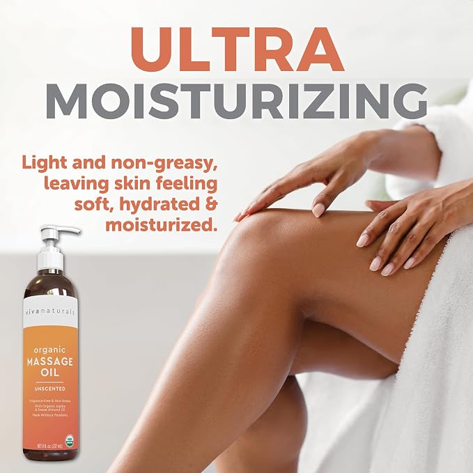 Viva Naturals Organic Massage Oil, 8 fl oz – Non-Greasy, Certified Organic - Image 4