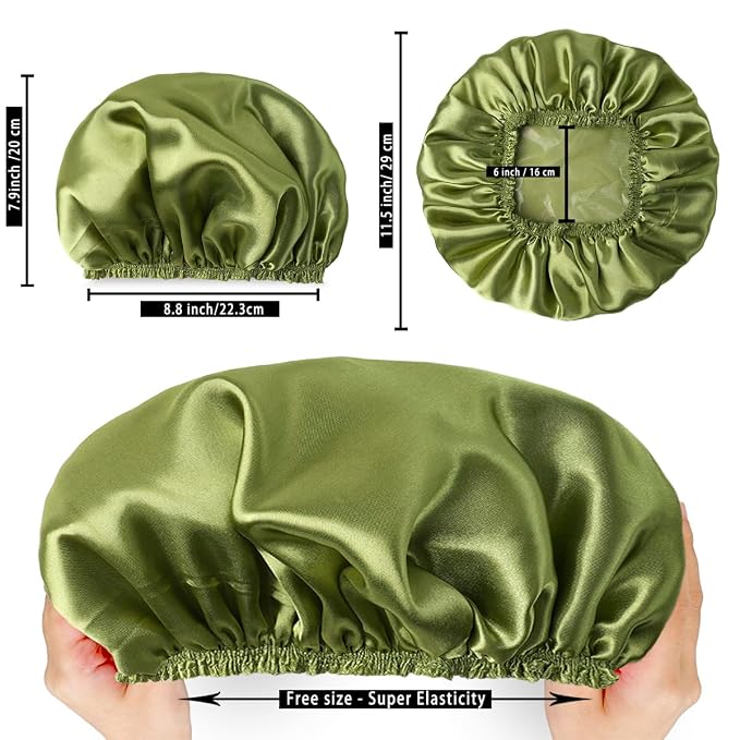 4 PCS Shower Cap for Women, Elastic and Reusable Bath Caps, Double Layers - Image 4