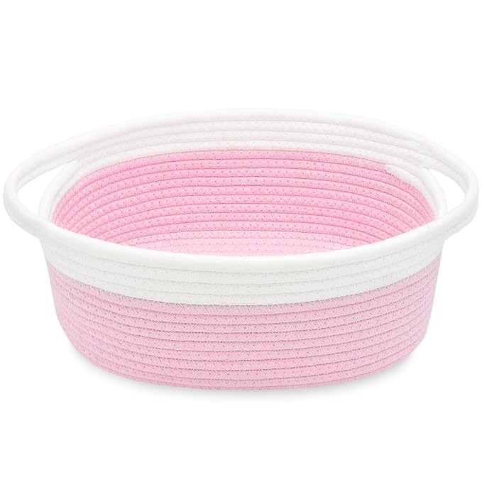 ABenkle Small Basket with Handles, Boho Decorative Rope Woven Dog Cat Toy by ABenkle