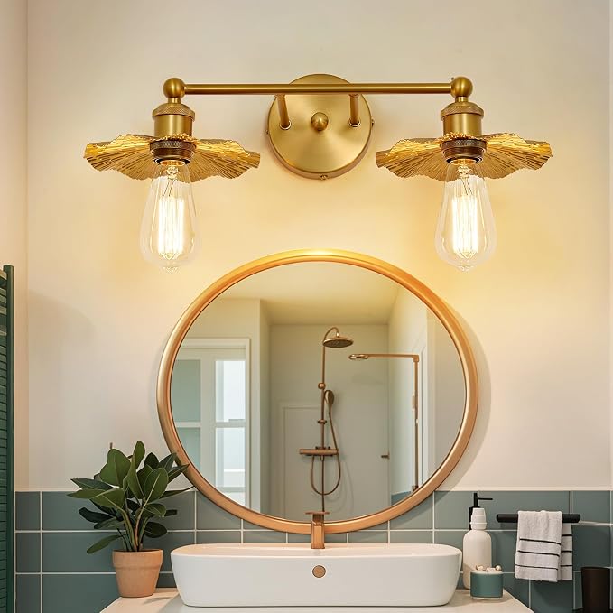 ZGLAOJT 2 Light Vintage Vanity Light Gold Bathroom Light Fixtures Over Mirror. - Image 7