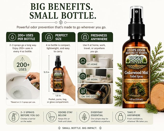 Cedarwood Pre-Poop Toilet Spray – Stops Odor Before It Starts, Bathroom Odor - Image 5