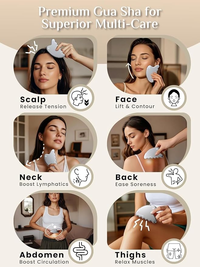 Rena Chris Body Gua Sha Tools, Stainless Steel Guasha Tool, Manual Massage - Image 3