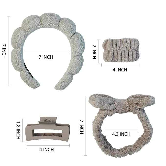 7 Pcs Spa Set, Facial Headband and Wristband Set, Skincare Accessories - Image 5