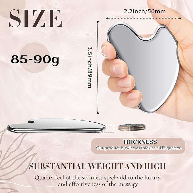 Nuanchu Stainless Steel Gua Sha Facial Tool, Metal Gua Sha - Image 2