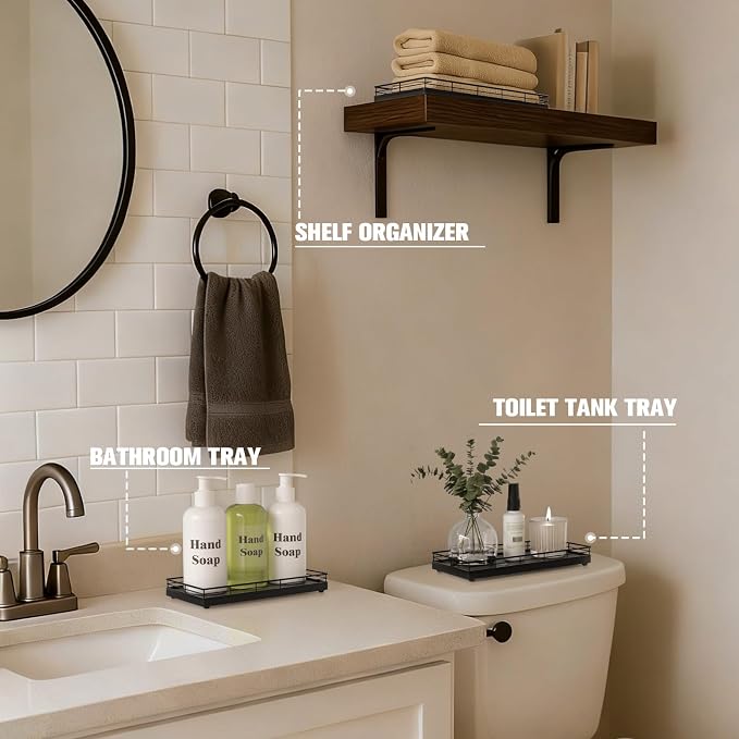Bathroom Vanity Tray for Countertop, Bathroom Organizer for Soap, Perfume & - Image 4