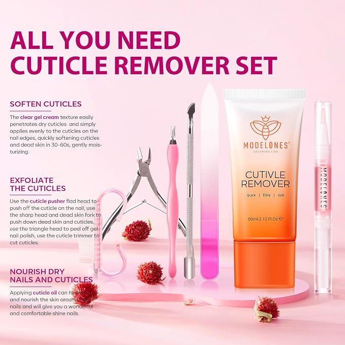 Modelones Cuticle Remover Kit Cuticle Remover Liquid & Cuticle Oil Cuticle Care - Image 9