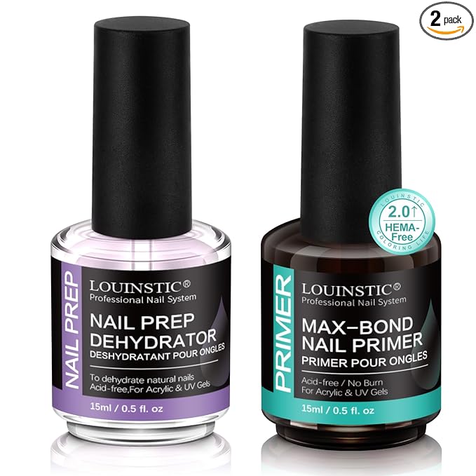 LOUINSTIC Nail Prep Dehydrator and Acid-Free Primer, Quick-Dry & Safe by LOUINSTIC