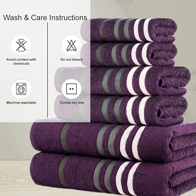 CASA COPENHAGEN Exotic 6Pcs 100% Egyptian Cotton Designer Towels Gift Set- Dark - Image 4