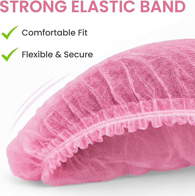 Disposable Bouffant Caps 21 Inch Non Woven Hair Net Elastic Head Cover - Image 9