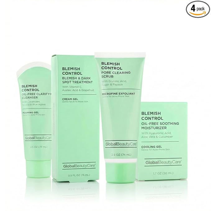 Global Beauty Care Blemish Control Skincare 4-Piece Kit- Facial Cleanser by GlobalBeautyCare