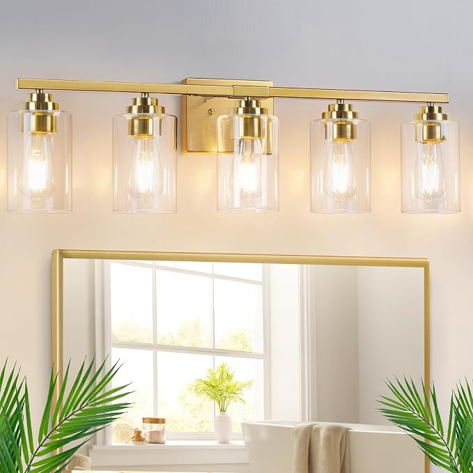 VerRon 5-Light Gold Bathroom Light Fixtures, Brushed Gold Wall Light Fixture by WelcometoVerRon