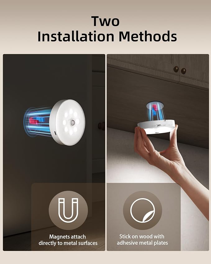 EZVALO 6-Pack Under Cabinet Lighting, Rechargeable Motion Sensor Puck Light - Image 9
