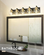 Bathroom Light Fixtures, 5-Light Black and Gold Bathroom Vanity Light, 32 Inch - Image 4