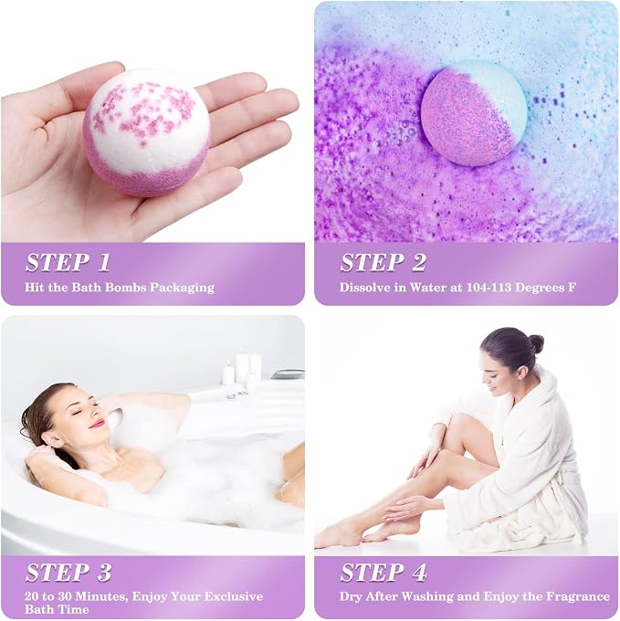 CalmNFiz 20PCS Bath Bombs for Women Presents Set Natural Wonderful Fizz Effect - Image 5