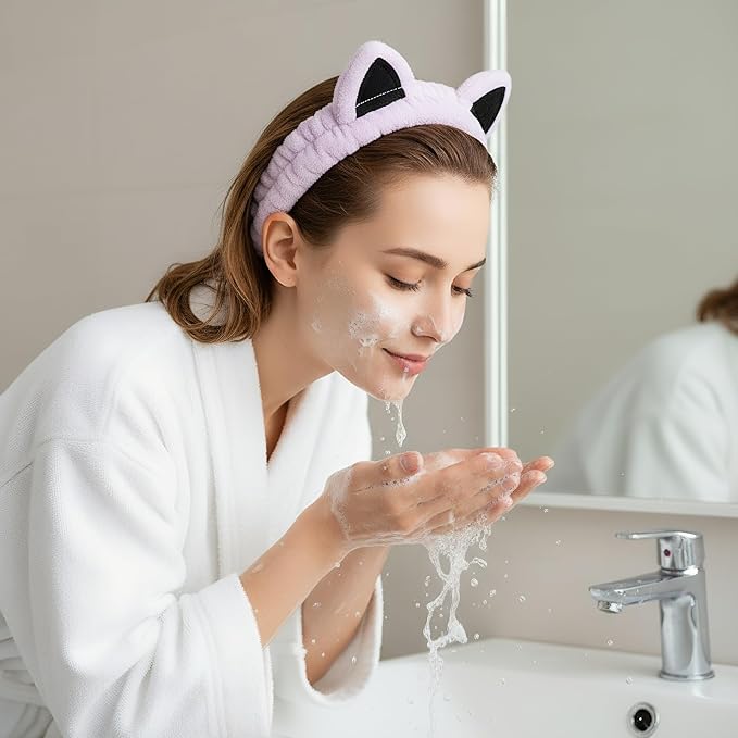 2 Pcs Cat Ears Headband, Cute Spa Headbands - Image 2