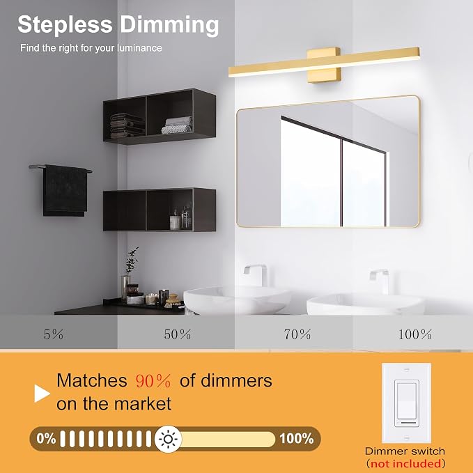 Gold Bathroom Vanity Light 31.5 inch, 26W Dimmable 5CCT LED Modern Bathroom - Image 5