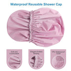Shower Cap for Women, Double Layer Waterproof Bath Cap, Reusable Hair Protector - Image 5