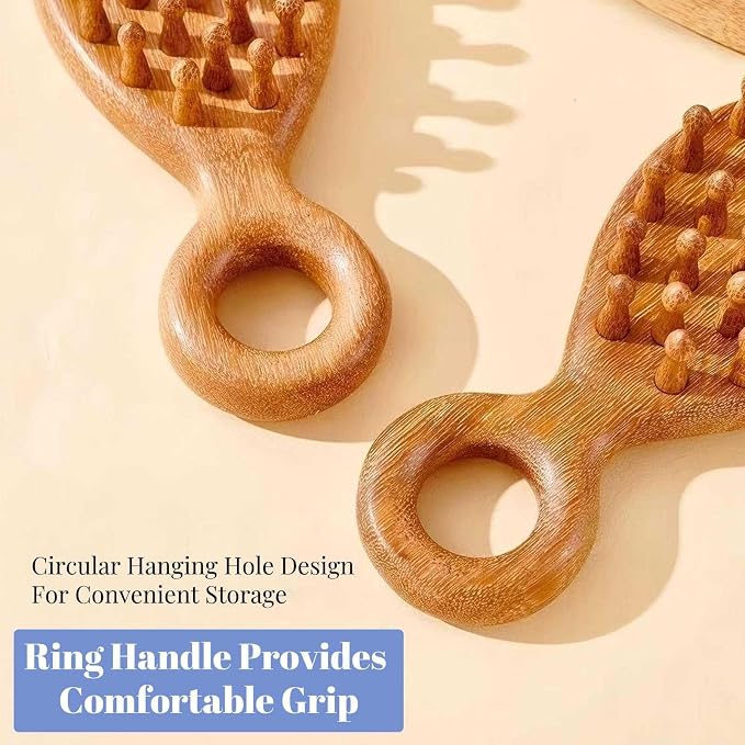 Sandalwood Head and Scalp Massager Comb, Wide Tooth Wooden Gua Sha Tool - Image 5