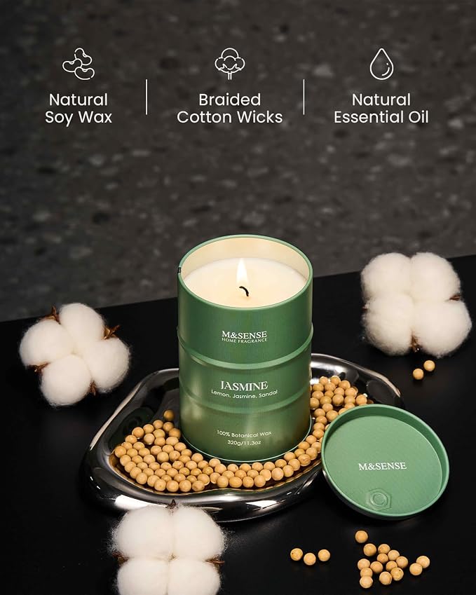 M&SENSE Jasmine Scented Candles Natural Non Toxic, Aromatherapy Candle - Image 3