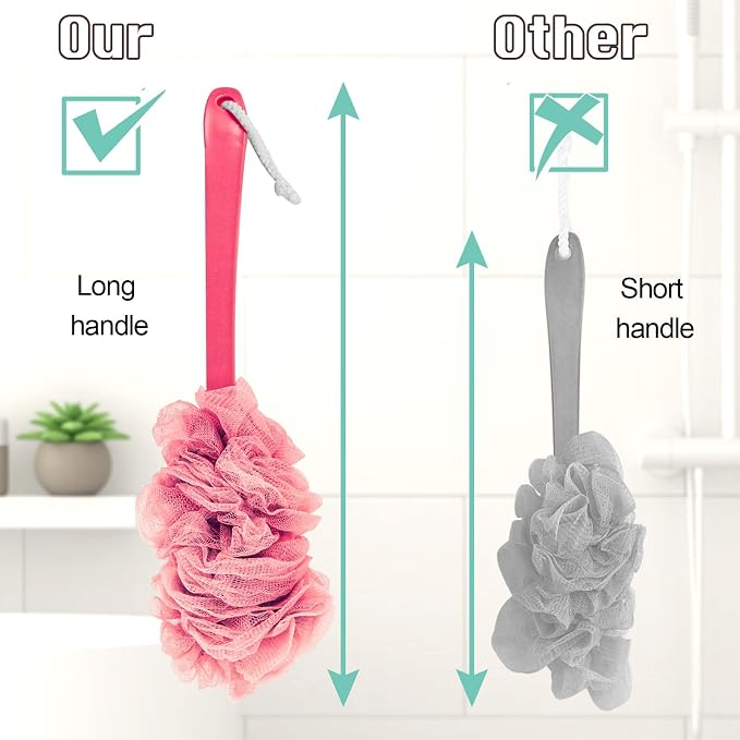 Back Scrubber for Shower, Qewro Loofah on a Stick as Shower Brush Exfoliating - Image 4