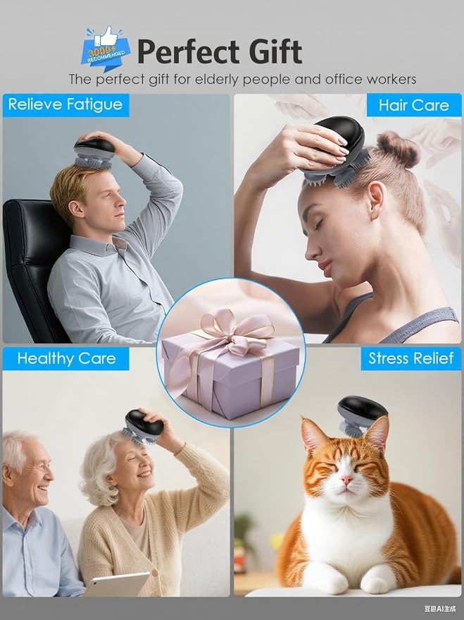 Upraded Handheld Cat Massager Dog, 4 Massage Heads, Cat Head and Back Scratcher - Image 6