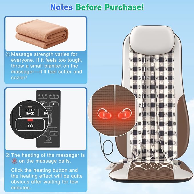 Shiatsu Back Massager with Heat, Massage Chair Pad Seat Cushion - Image 7