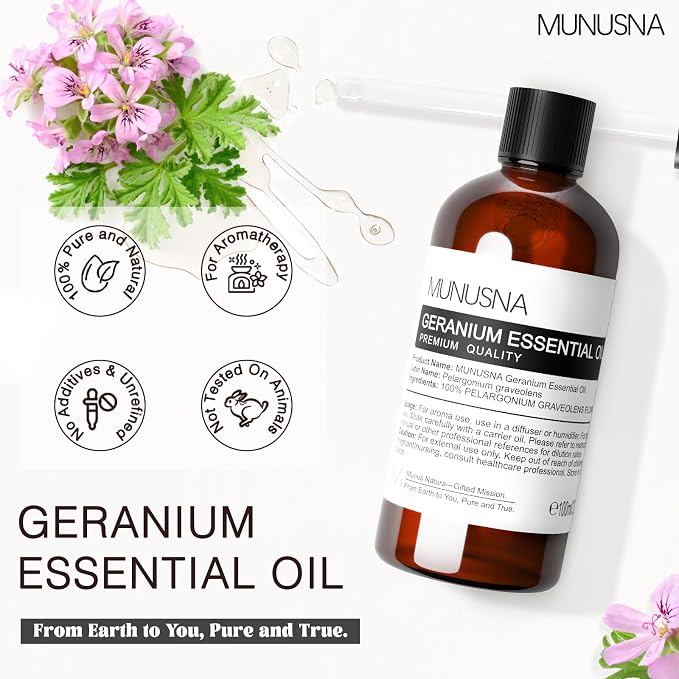 Geranium Essential Oil 100ML, 100% Pure Geranium Oils Aromatherapy Oil - Image 2