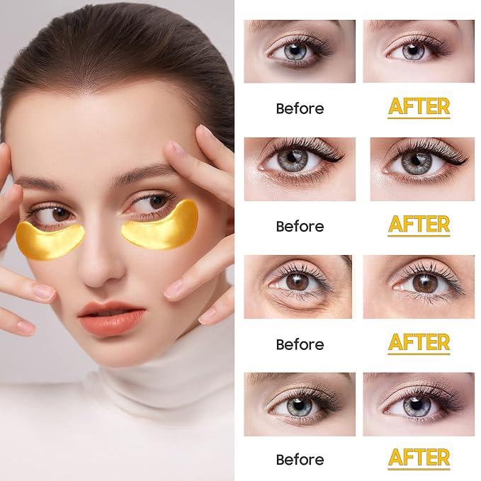Adofect Collagen Powder Eye Mask 30 Pairs Gold Under Eye Gel Pads, Hyaluronic - Image 6