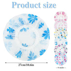 6 Pcs Shower Caps, Waterproof Bath Caps Plastic Reusable Shower Caps Elastic - Image 2