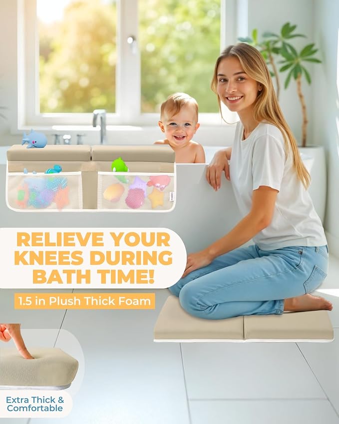 Comfortable Baby Bath Kneeler and Elbow Rest Pad Set – Thick Memory Foam Bath - Image 2