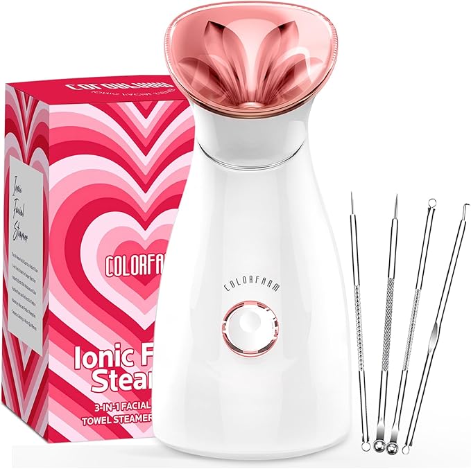 Colorfarm Facial Steamer Nano Ionic: Face Steamer Deep Cleaning Unclogs Pores by Colorfarm