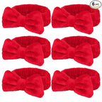 Casoty 6 Pcs Red Spa Headbands, Skin Care Headband, Soft Coral Fleece Makeup by Casoty