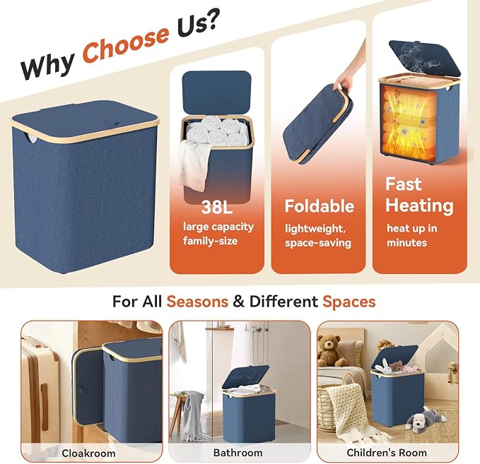 Towel Warmer & Laundry Basket 2-IN-1, Foldable Towel Warmer - Image 9