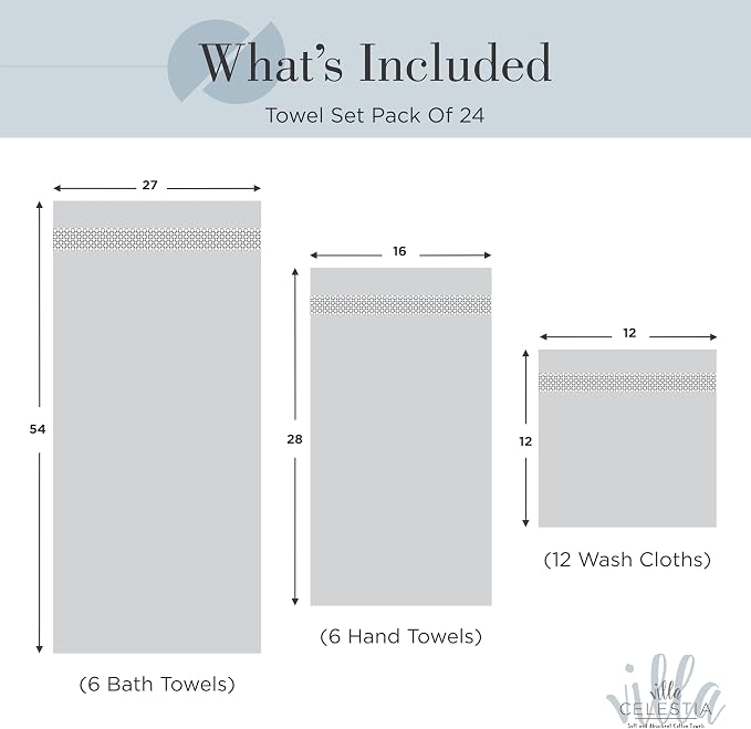 100% Cotton Bath Towel Set of 24-6 Bath Towels, 6 Hand Towels, 12 Wash Cloths - Image 5