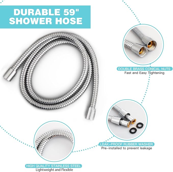 6-Setting Shower Head with Handheld, JDO High Pressure Hand held Shower Head - Image 5