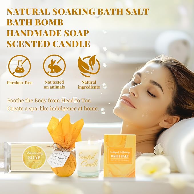 Gift Set for Women 8Pcs Bath and Body Gift Baskets, Vanilla Self Care Present - Image 4