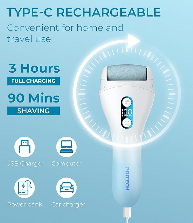Electric Callus Remover for feet, Rechargeable Foot File Electronic Pedicure - Image 7