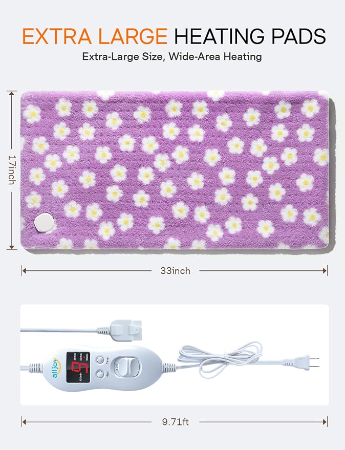 ALLJOY King Size Heating Pad for Back Pain Relief, 33”x 17” Extra Large Heating - Image 6