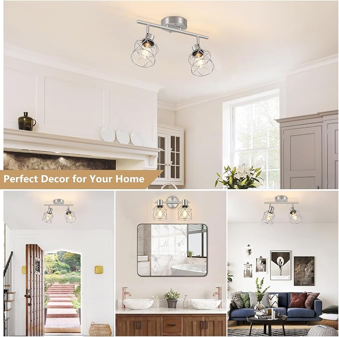 Baocuz 2-Light Brushed Nickel Semi Flush Mount Ceiling Light, Hallway Light - Image 7