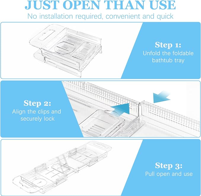 Expandable Bathtub Tray Caddy, AZ. MIFENO Clear Acrylic Bath Tray - Image 3