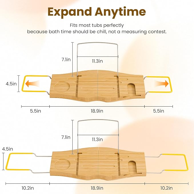 Bamboo Bathtub Tray Expandable Bathroom Tray - Image 3