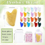 Sherr 24 Sets Gua Sha Facial Tools Bulk Resin Heart Shaped Guasha Boards - Image 2