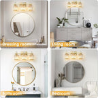 3-Light Gold Bathroom Light Fixtures, Modern Bathroom Vanity Lights Fixture - Image 6