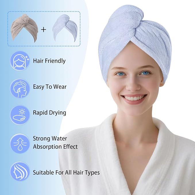 Microfiber Hair Drying Towel Wrap - Image 2