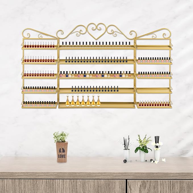 DouSeiAi 5-Tier Wall Mounted Nail Polish Storage Rack, Metal Cosmetic Organizer - Image 5