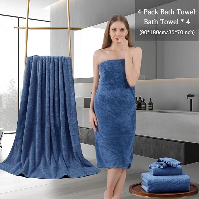 Ycosy Navy Bath Towels Set 35x70 Inches - Image 5